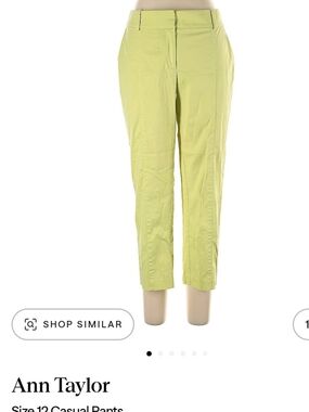 Ann Taylor Bright Lime Cropped Tapered Pants